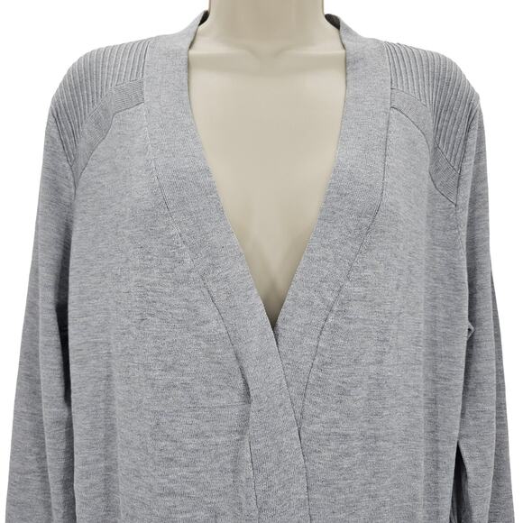 Love Ellie Womans size L Open Front Gray Light Cardigan Sweater Ribbed Knit NEW - Picture 2 of 8